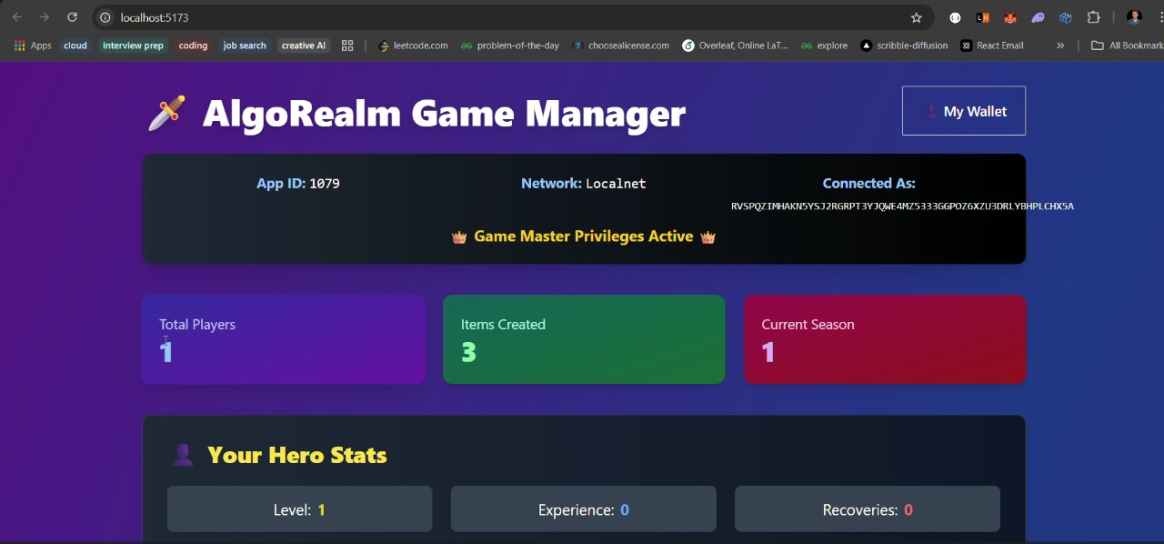 AlgoRealm Game Manager